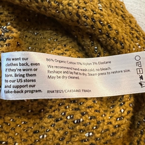 Eileen Fisher Boxy Long Sleeve Golden Yellow Funnel Neckline Sweater Size M - Picture 9 of 9